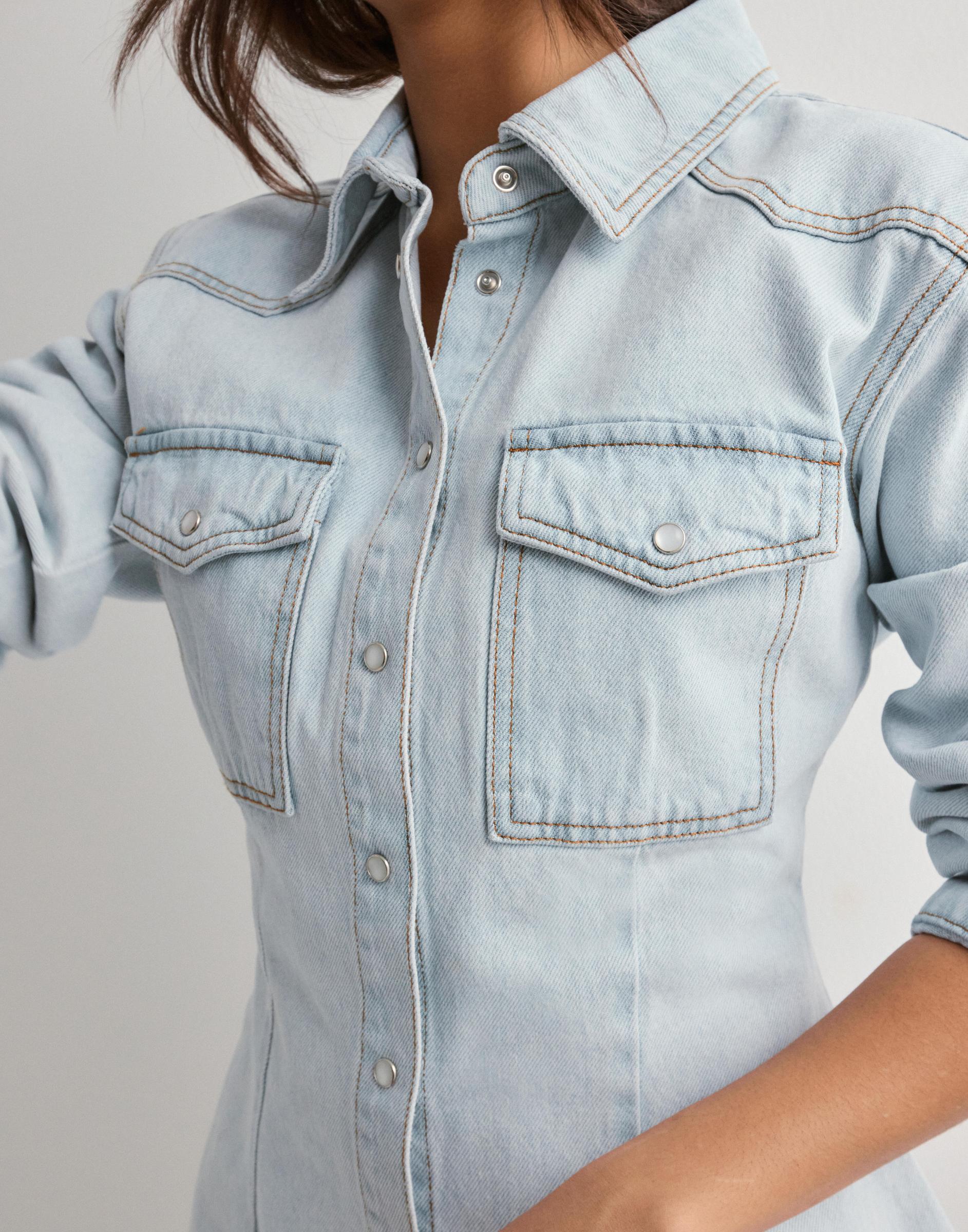 niebieska koszula jeans zatrzask