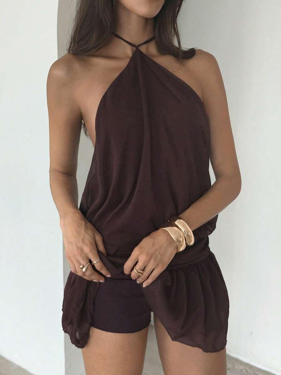 fioletowy kombinezon casual