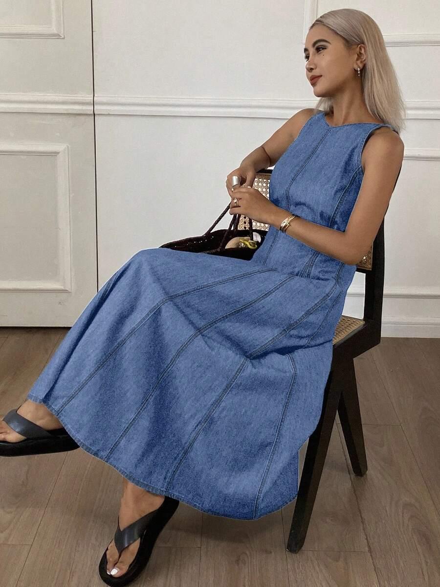 niebieska sukienka jeans