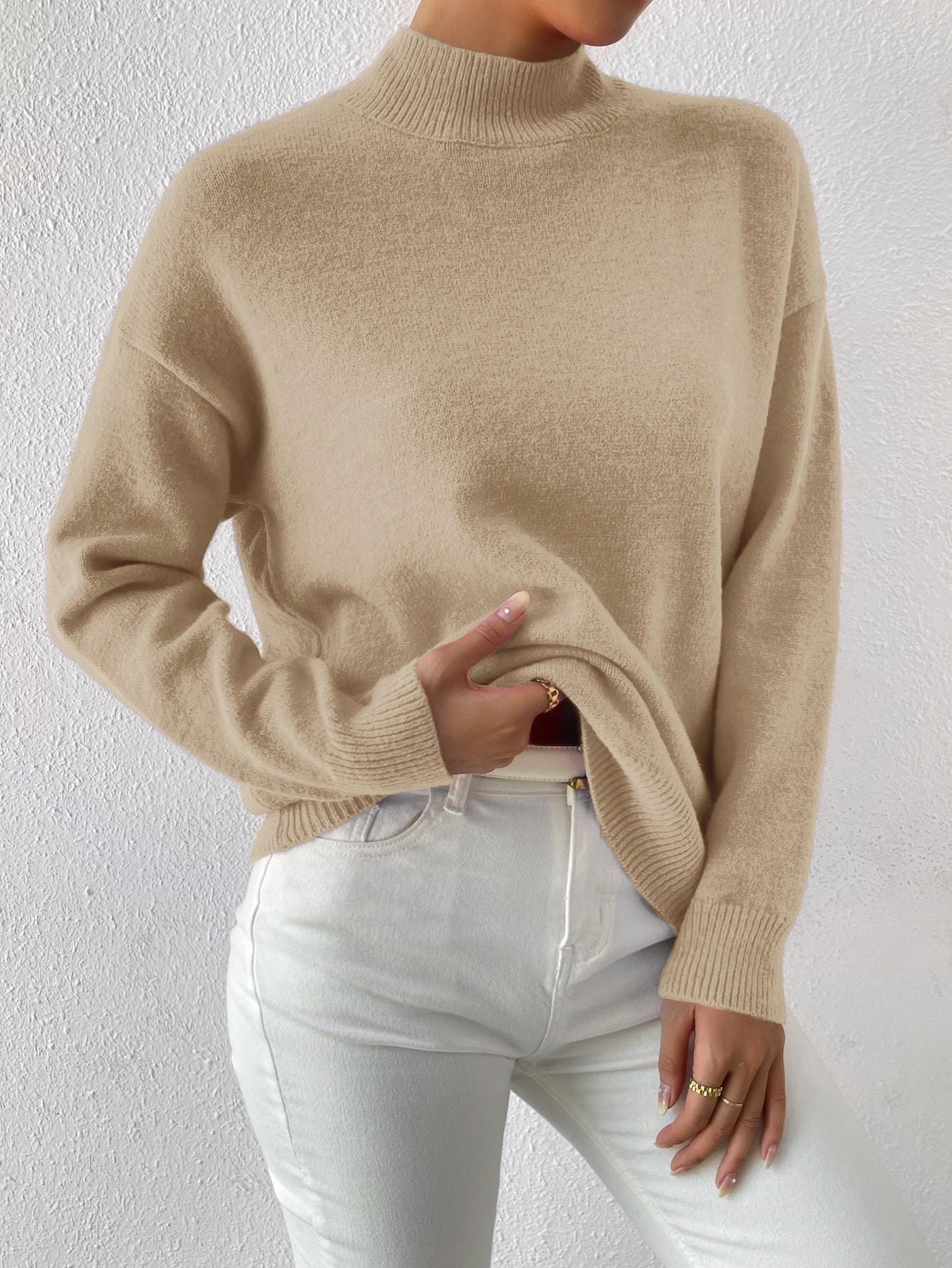 BEŻOWY SWETER PÓŁGOLF