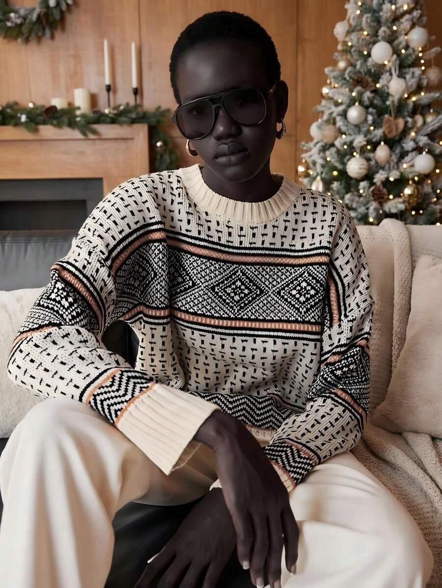 Sweter okrągły dekolt