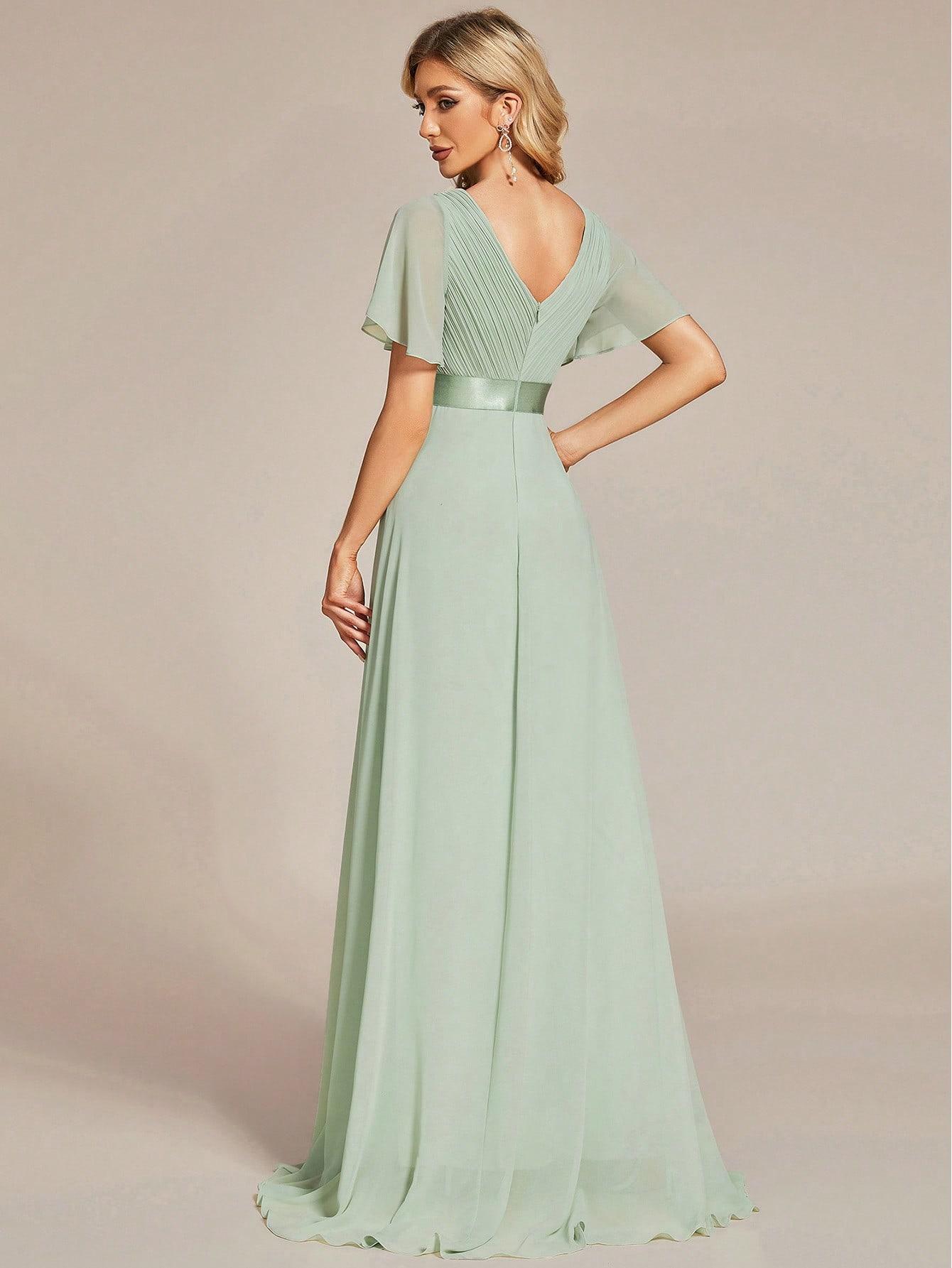 ZIELONA MAXI SUKIENKA V-NECK