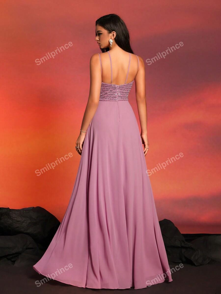 RÓŻOWA MAXI SUKIENKA ZDOBIENIA ROZCIĘCIE