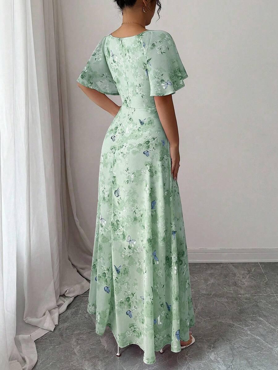 zielona sukienka maxi w kwiaty