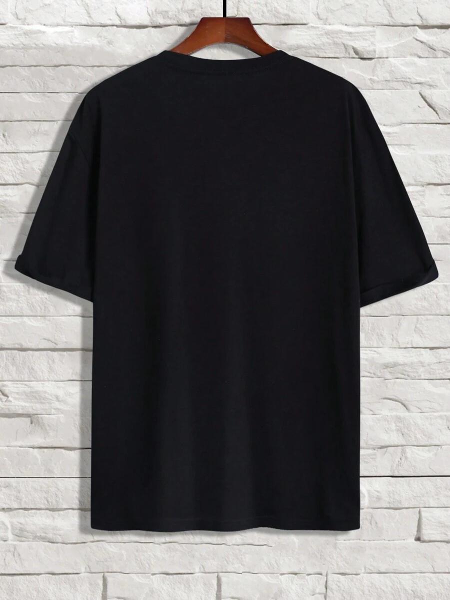 czarny t-shirt okrągły dekolt