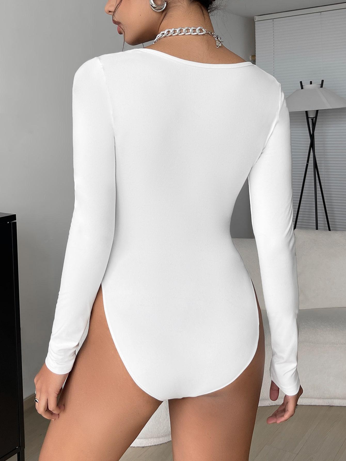 BIAŁE BODY DŁUGI RĘKAW