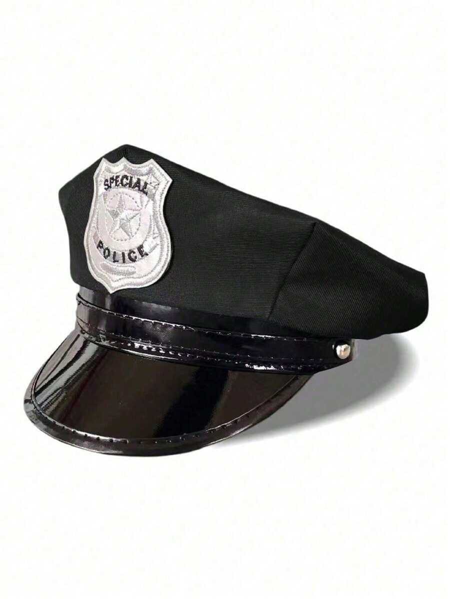 CZARNA CZAPKA POLICYJNA PRZEBRANIE