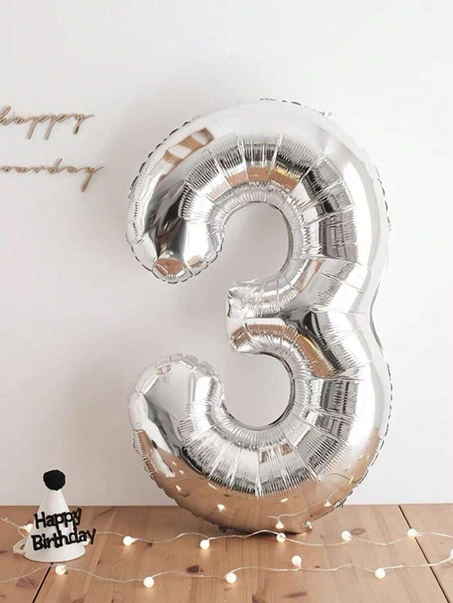 srebrny balon liczba 2