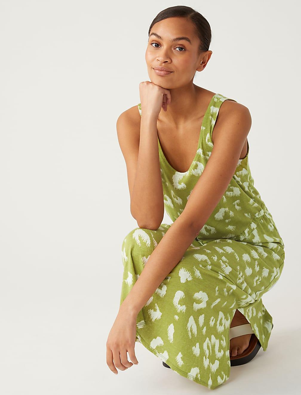 ZIELONA SUKIENKA PRINT T42-4460-KA