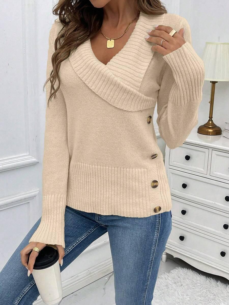 BEŻOWY SWETER GUZIKI
