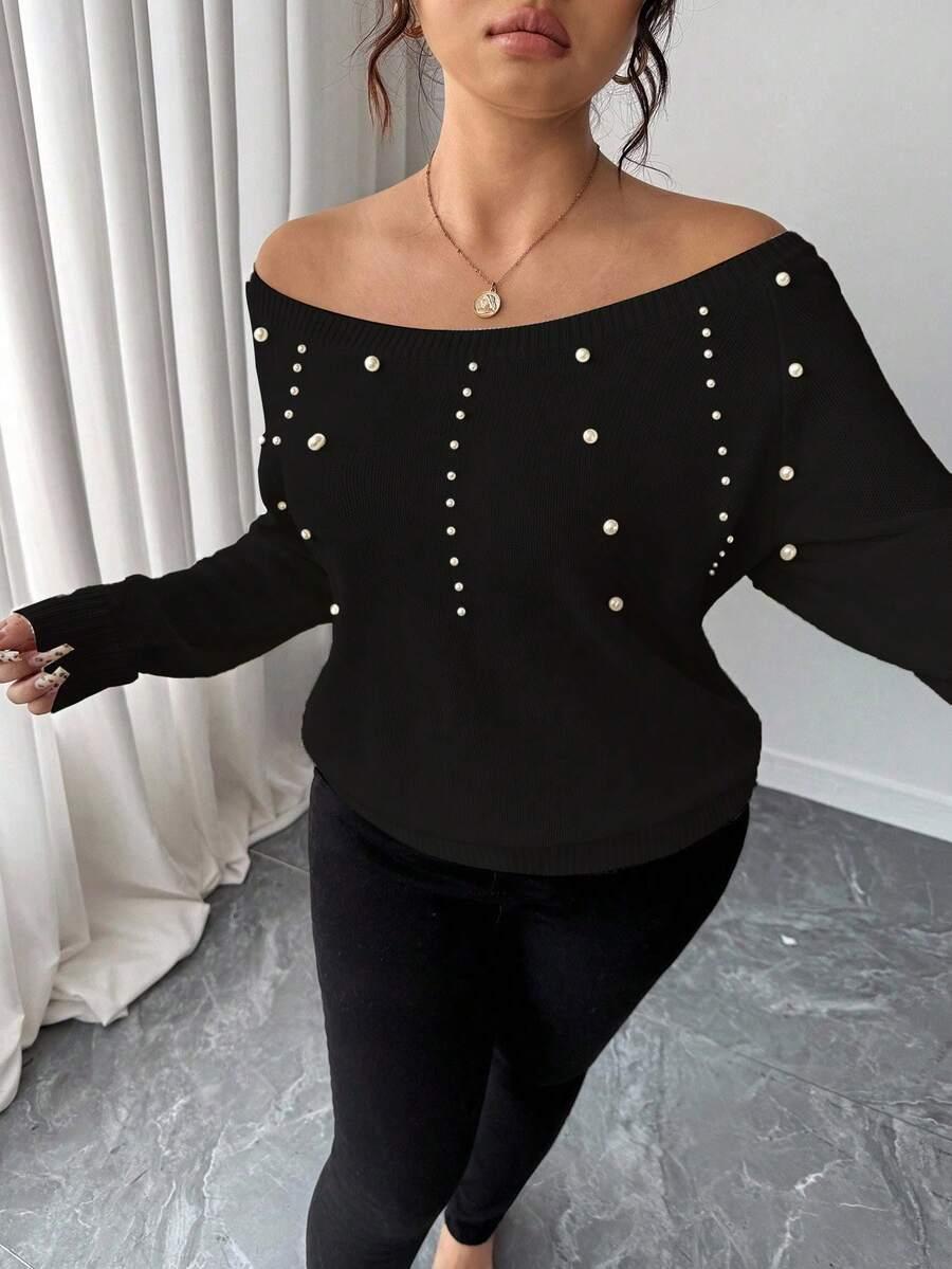 CZARNY SWETER ZDOBIENIE
