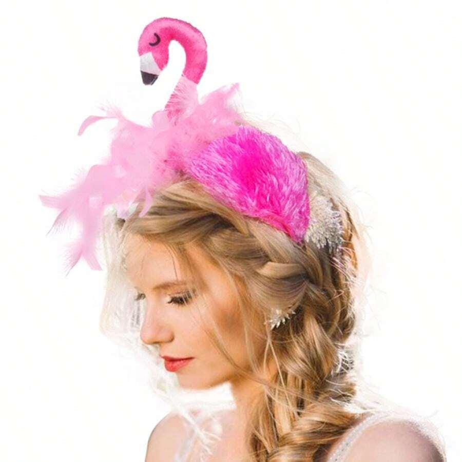 Różowa opaska na głowę flamingo