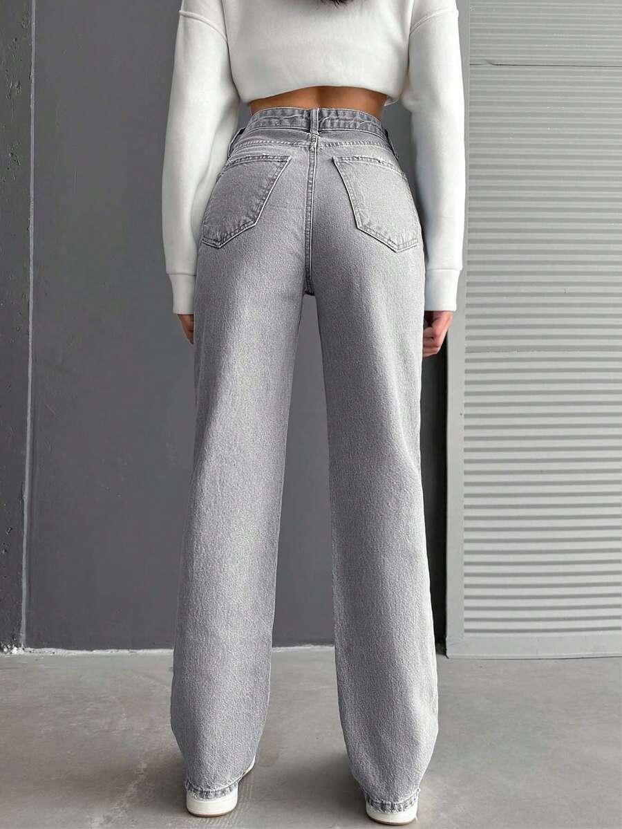 SZARE SPODNIE JEANS