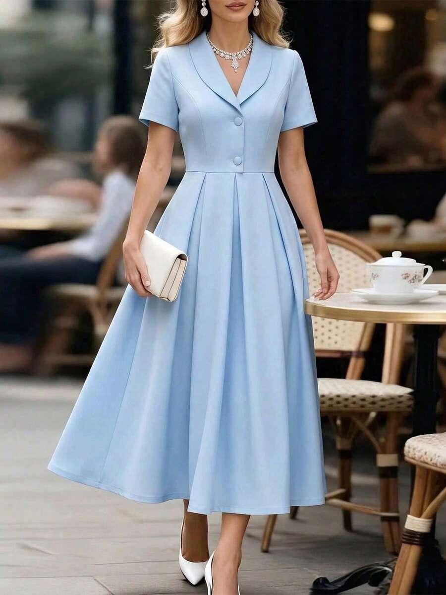 niebieska midi sukienka