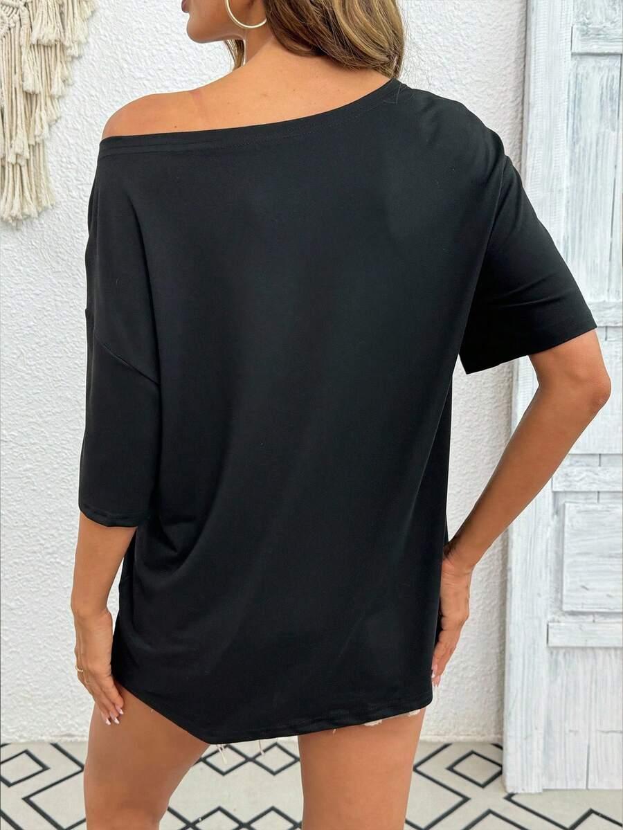 czarny t-shirt nadruk