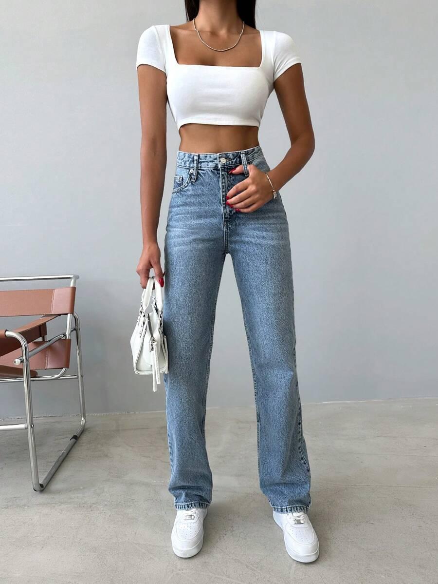 NIEBIESKIE SPODNIE JEANS WYSOKI STAN 