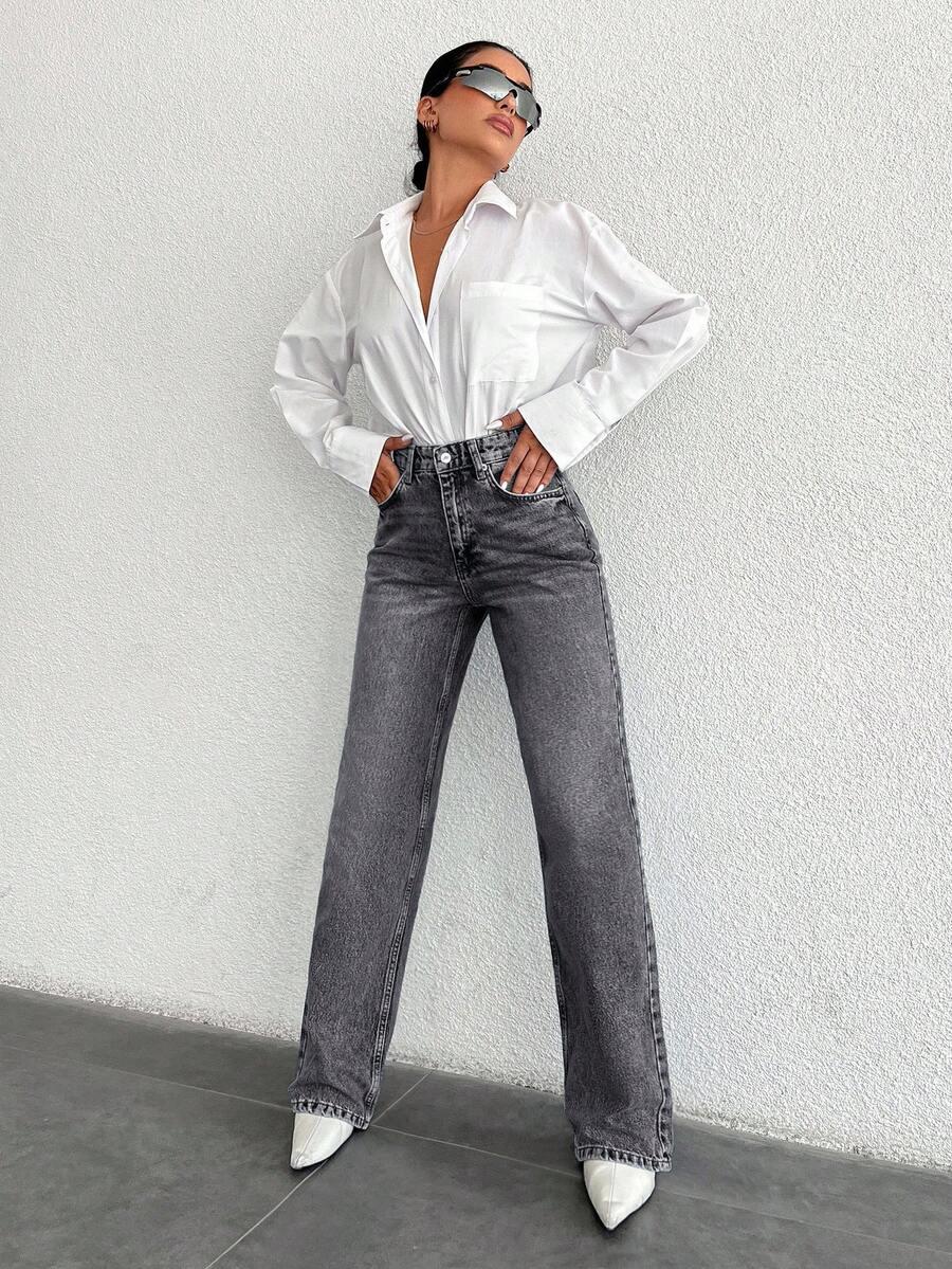 SZARE SPODNIE JEANS 