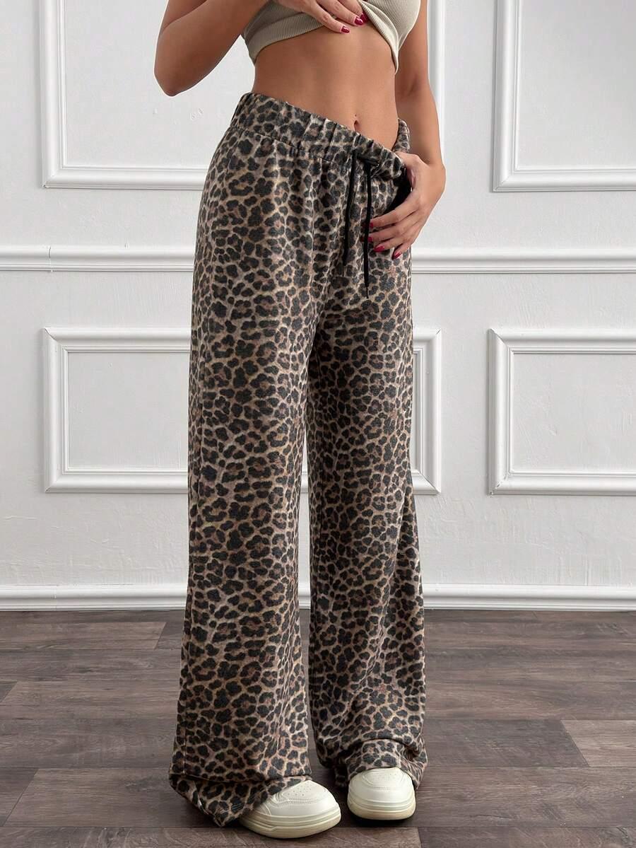 SPODNIE ANIMAL PRINT wiązanie casual