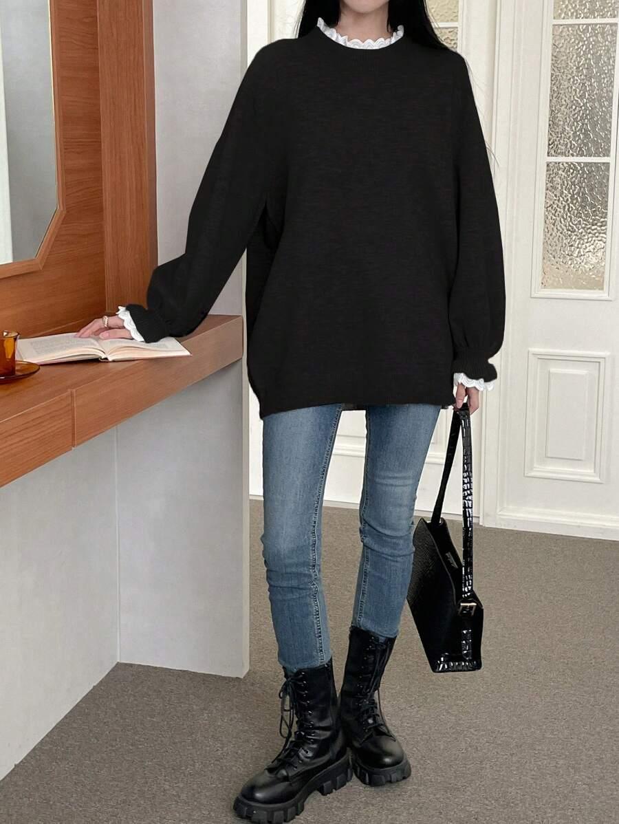 CZARNY SWETER ZDOBIENIE