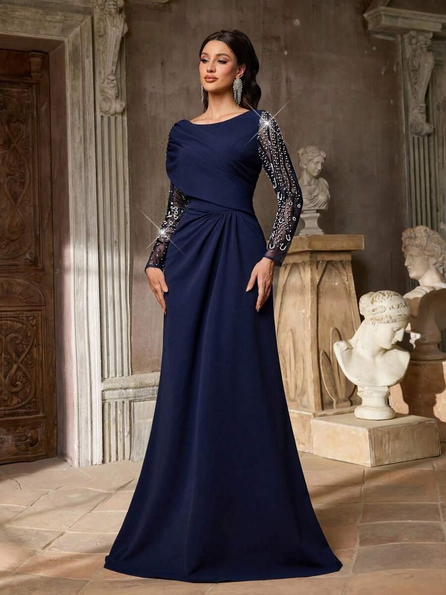 niebieska sukienka maxi