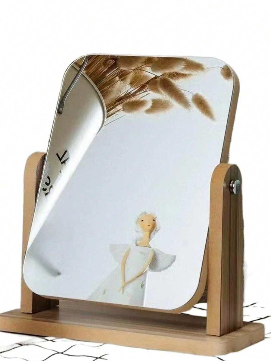 drewniane lusterko kosmetyczne