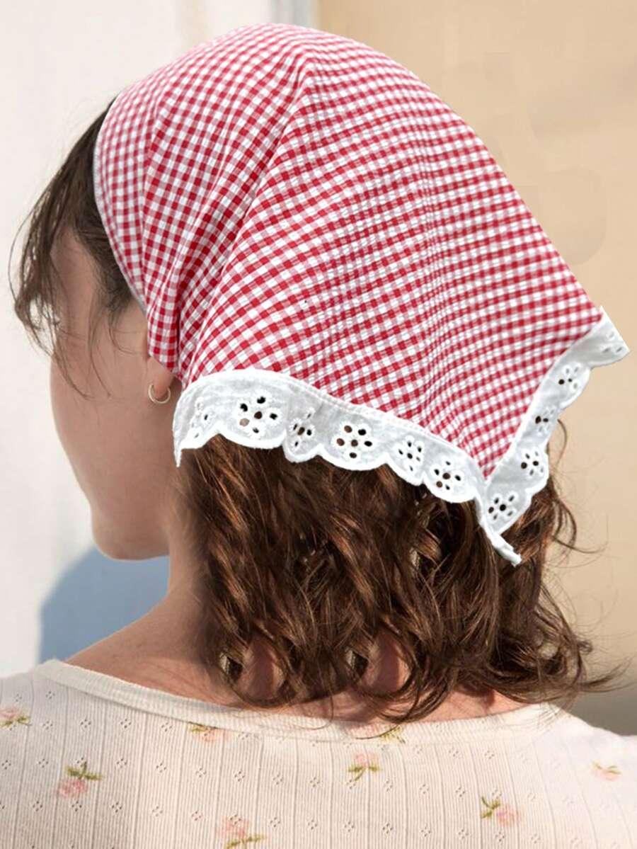 chusta na głowę wzór kratka 