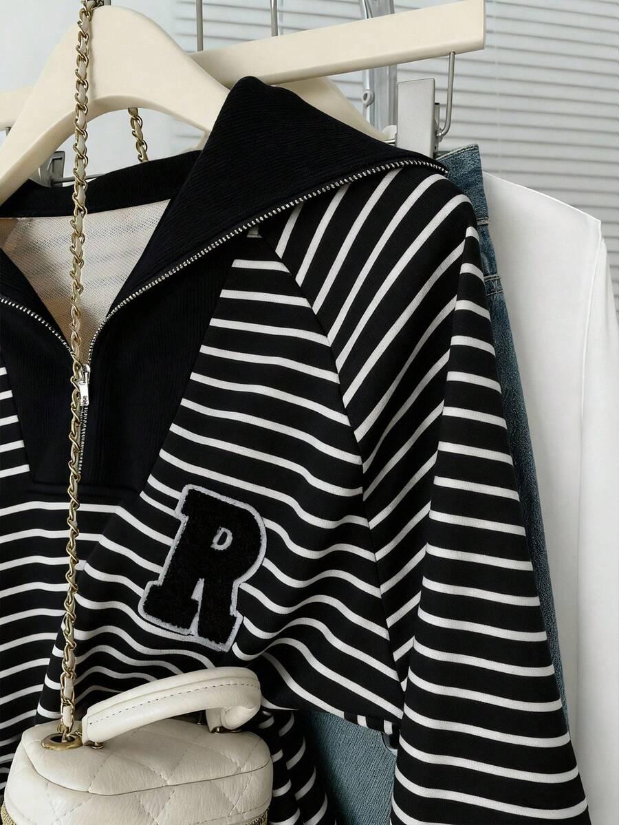 bluza paski długi rękaw zamek