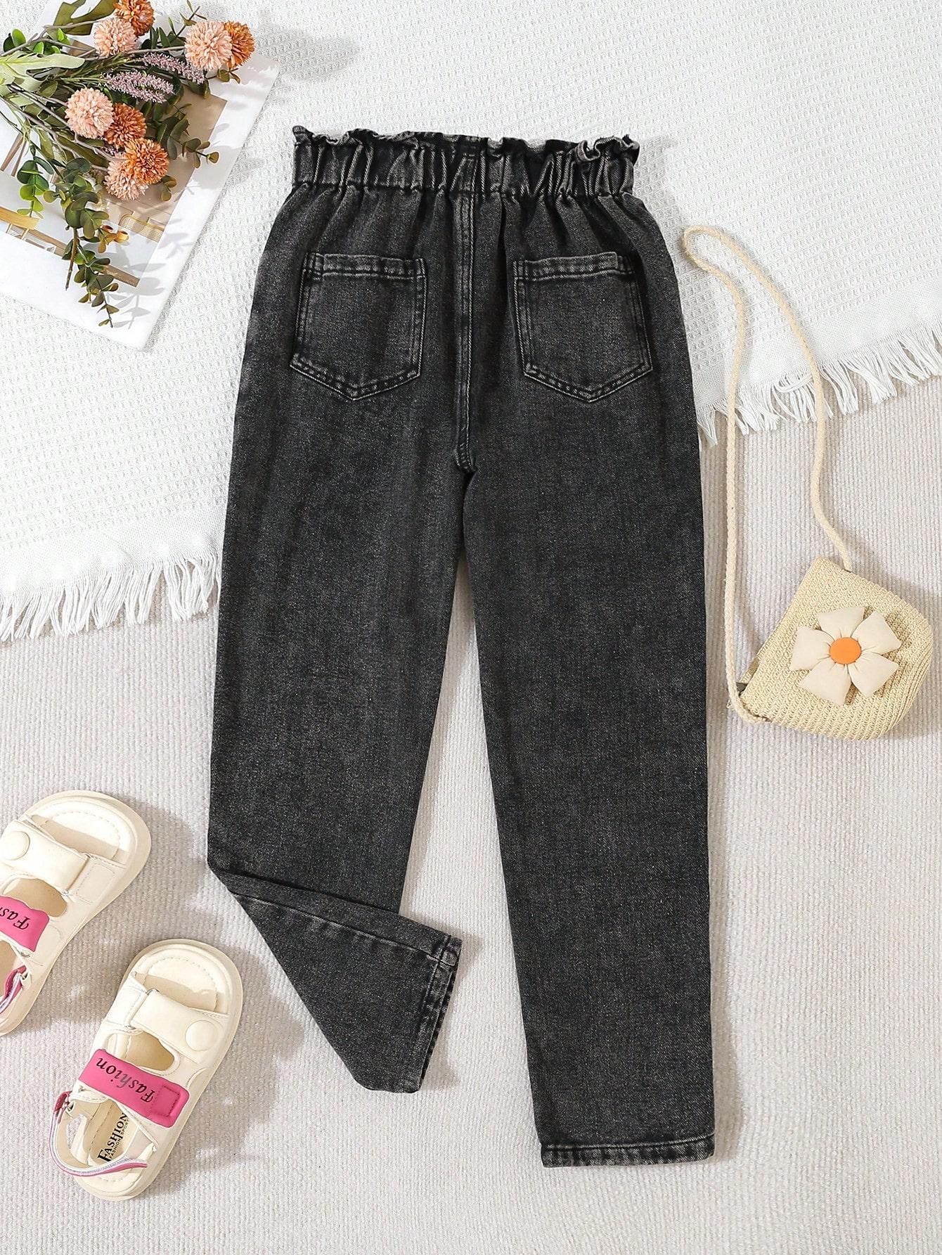 CZARNE SPODNIE JEANS HAFT