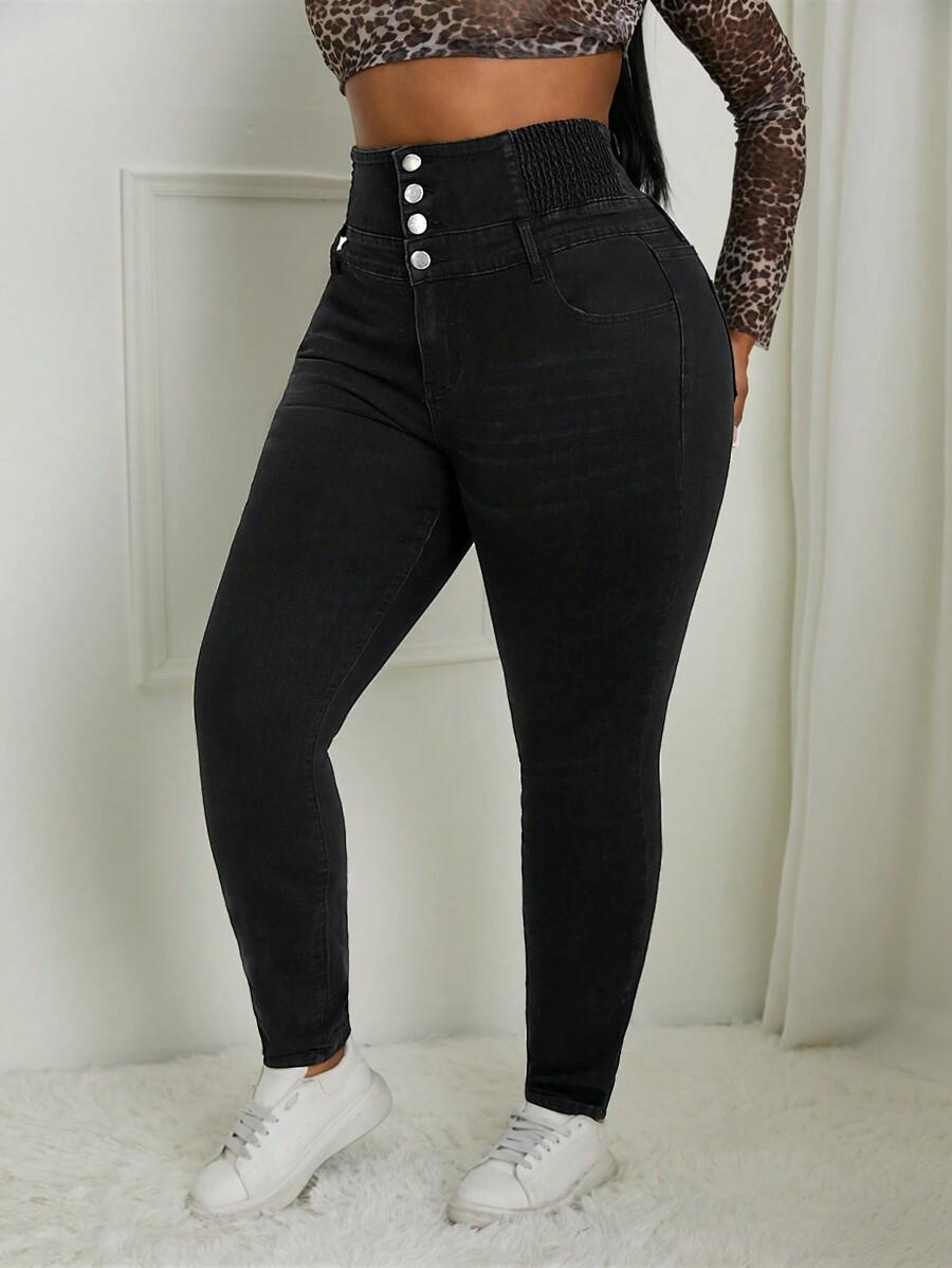 CZARNE SPODNIE JEANS WYSOKI STAN 
