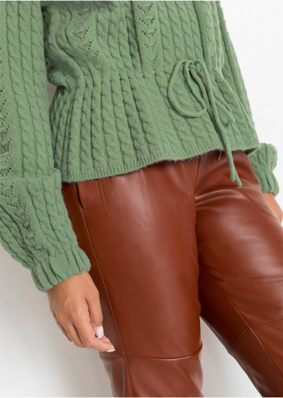 zielony klasyczny sweter ściągacz splot