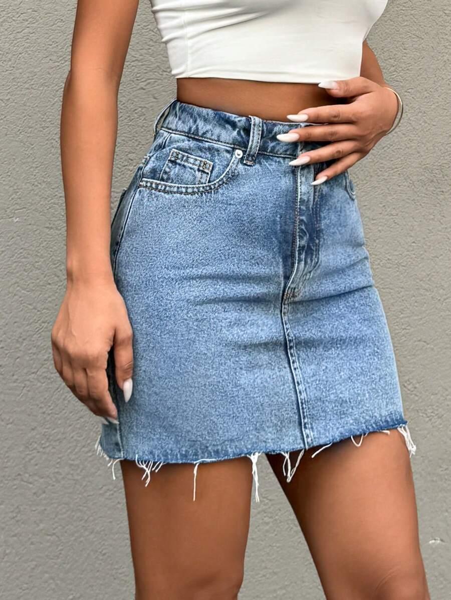 NIEBIESKA MINI SPÓDNICA JEANS 