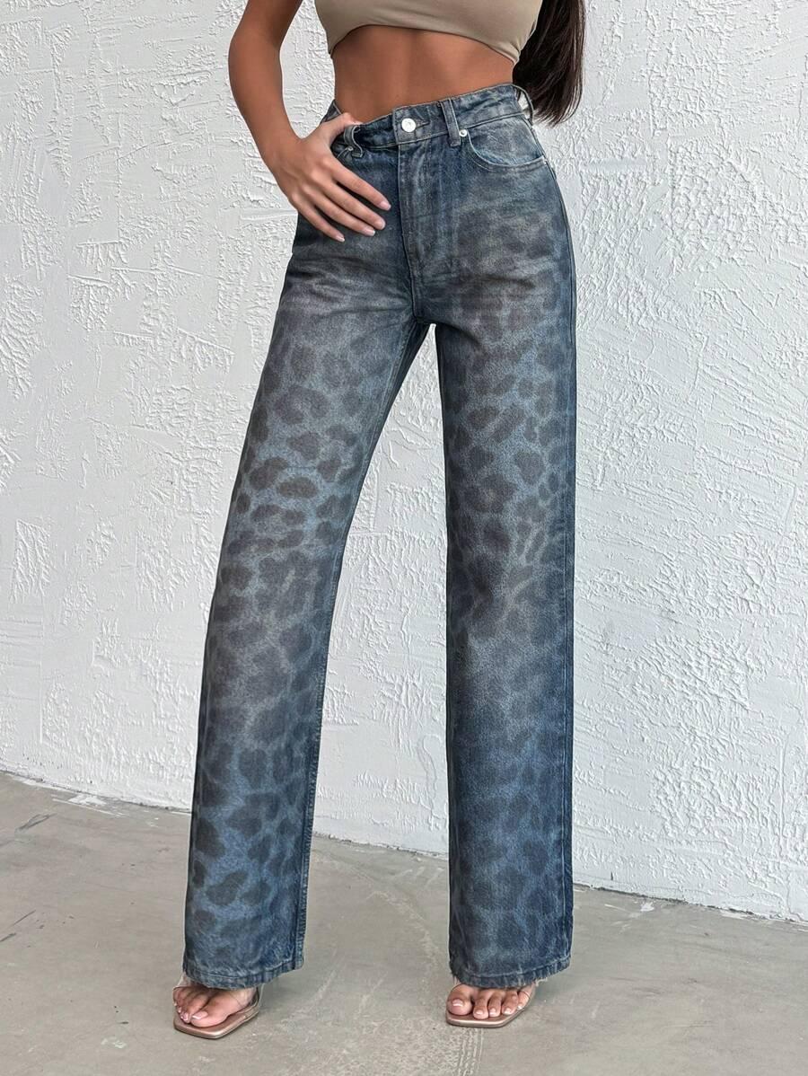 SPODNIE JEANS ANIMAL PRINT 