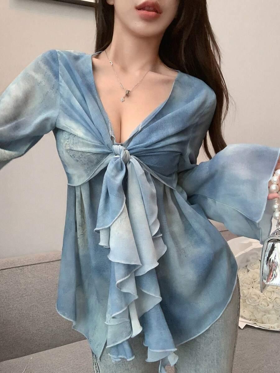 NIEBIESKA BLUZKA SIATECZKA