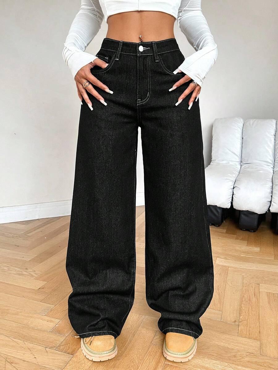 CZARNE SPODNIE JEANS