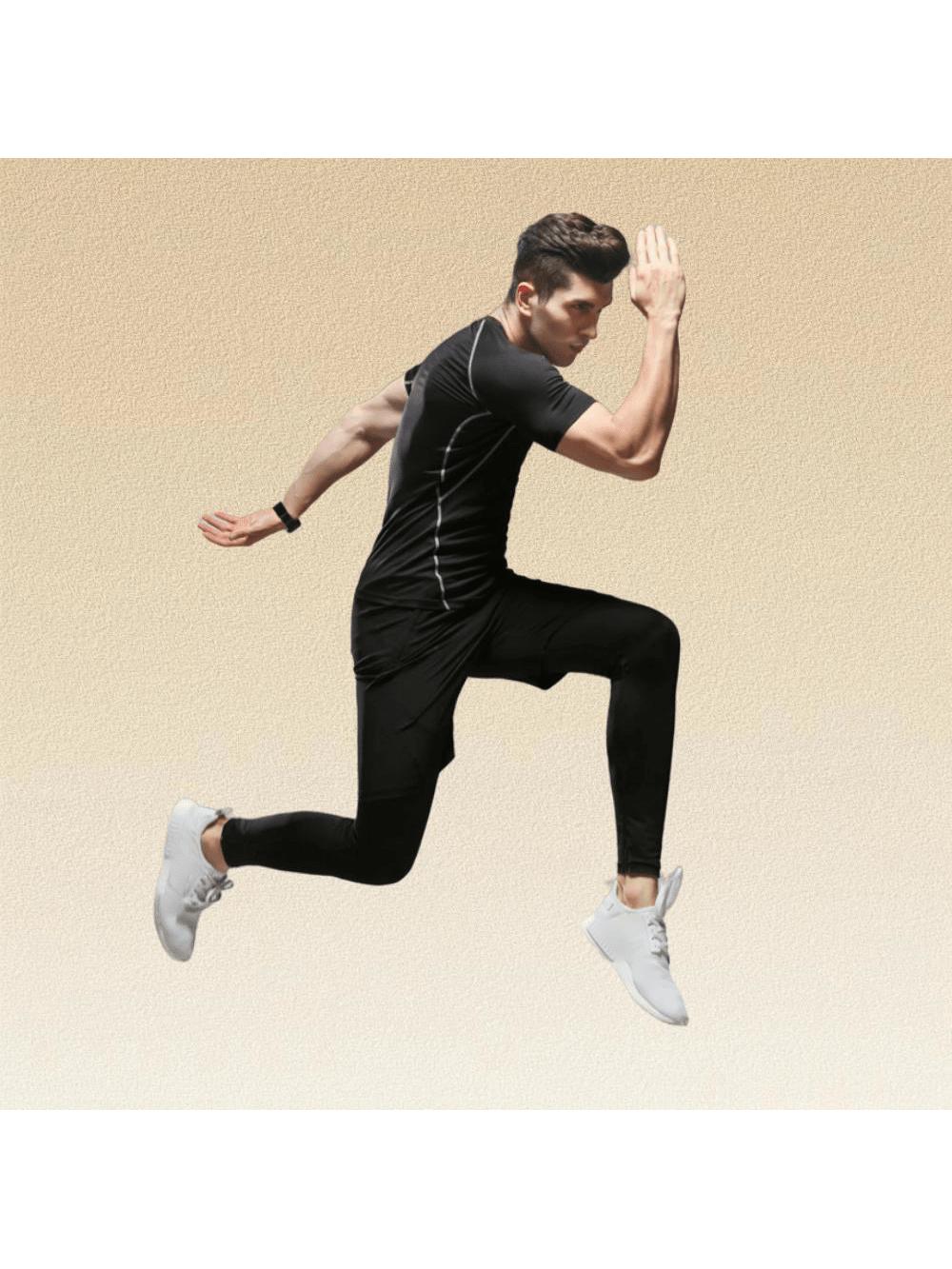 czarny t-shirt spodenki legginsy komplet 