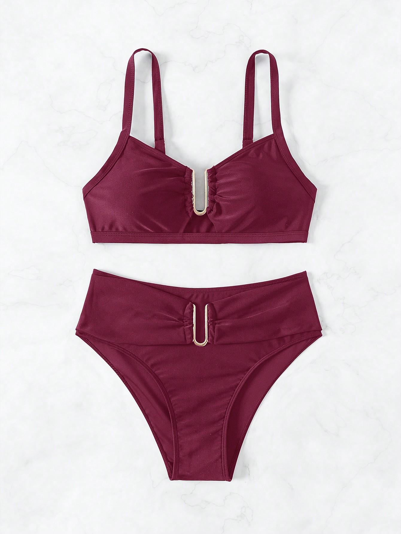 BORDOWE BIKINI STRÓJ KĄPIELOWY 
