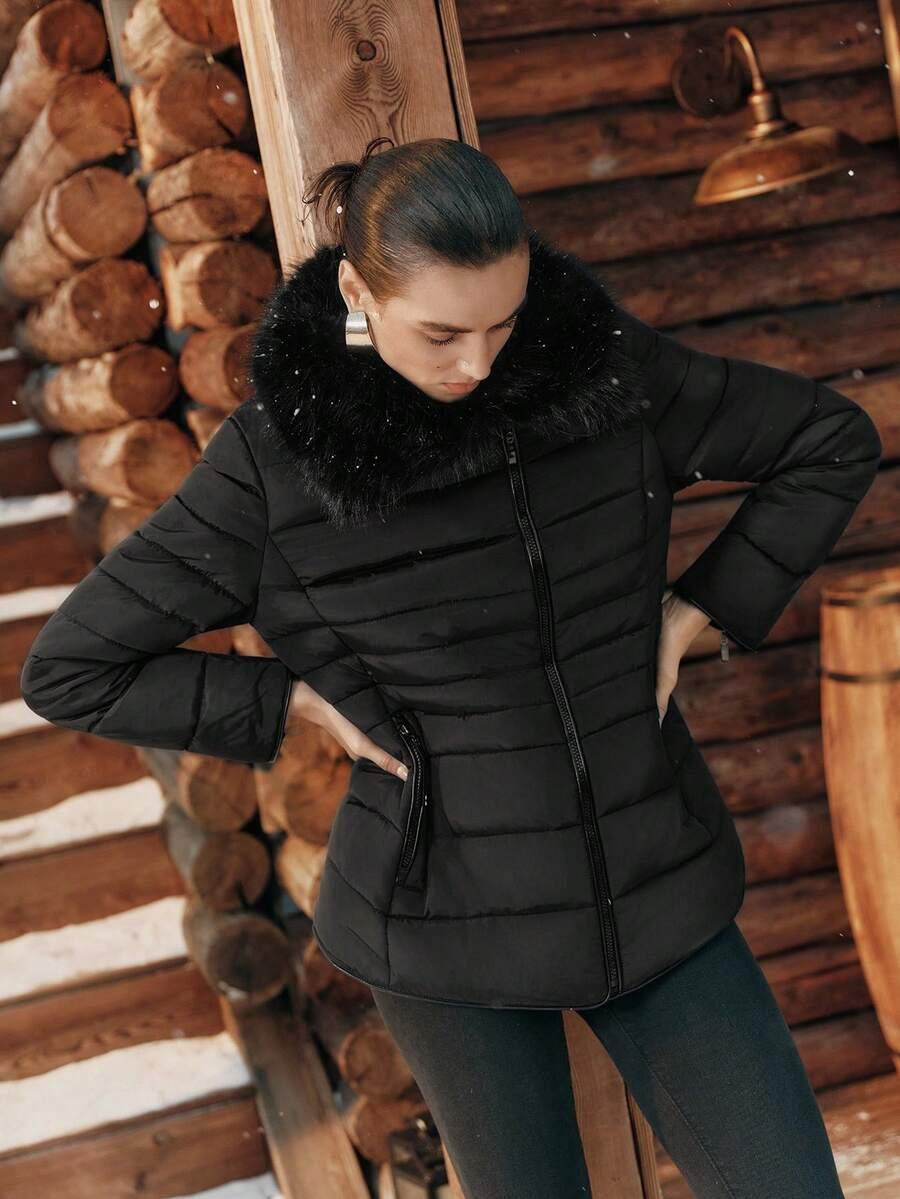 czarna pikowana kurtka