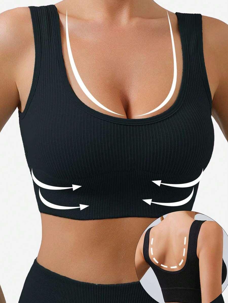 CZARNY BEZSZWOWY BIUSTONOSZ PRĄŻKI PUSH-UP
