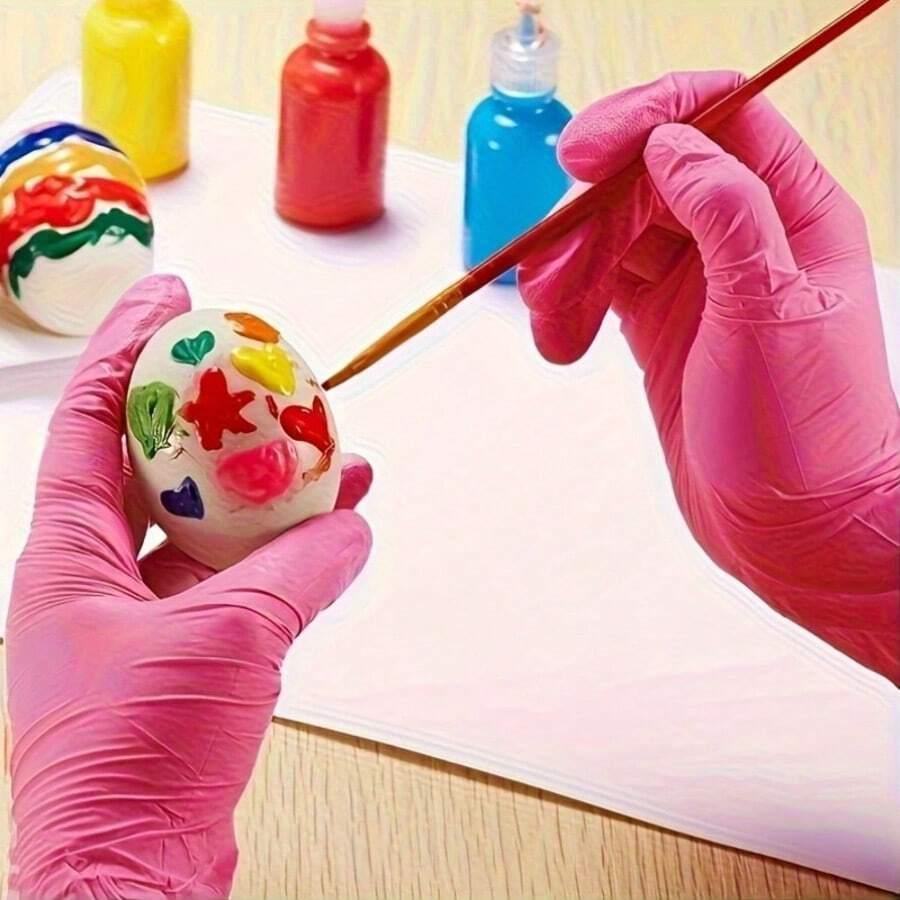 Różowe rękawiczki gumowe 50 sztuk