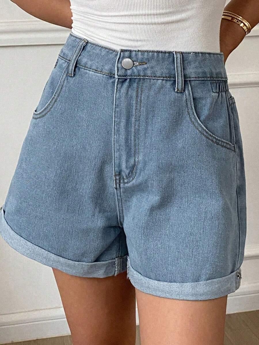 spodenki jeans wysoki stan
