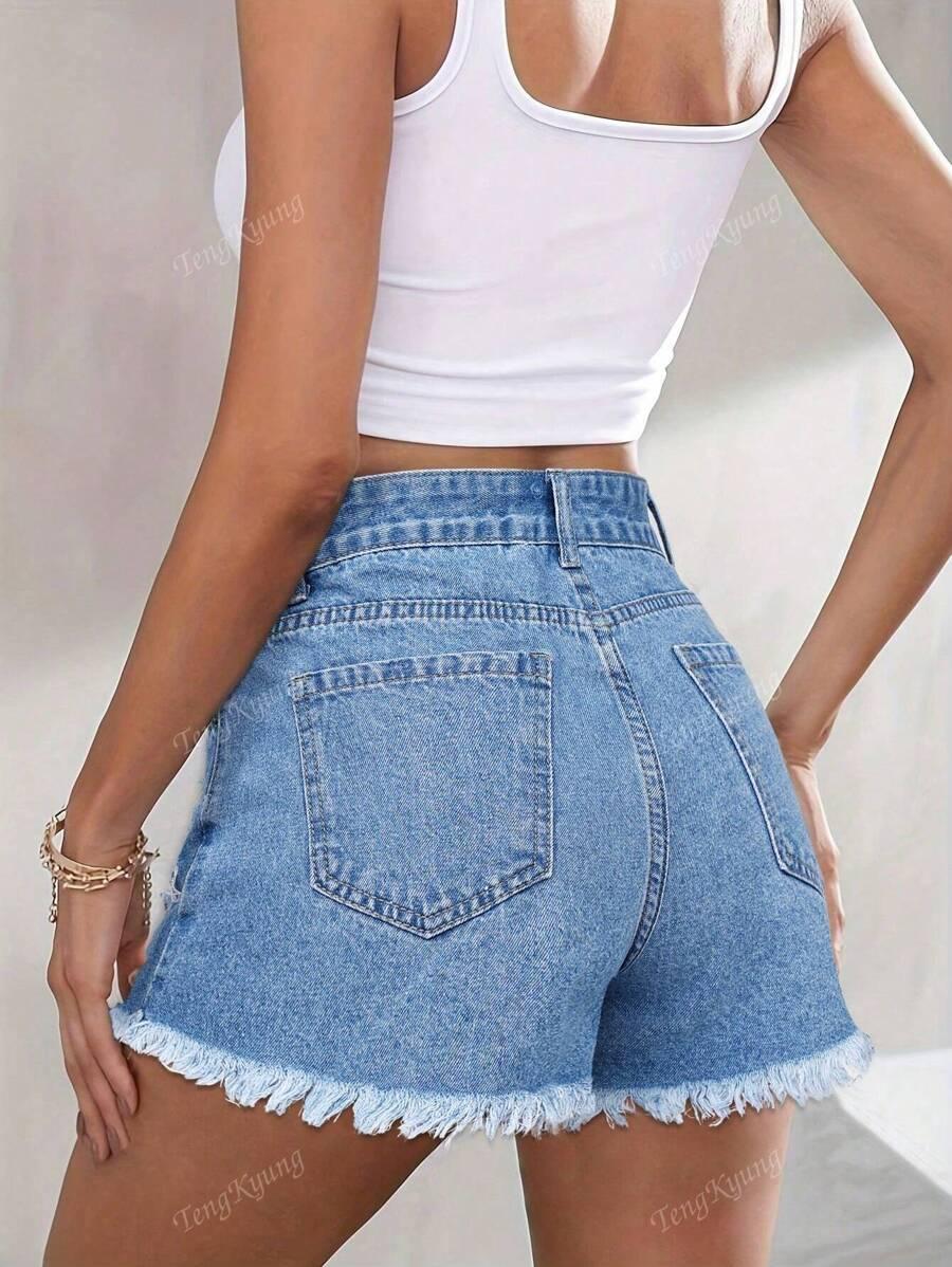 NIEBIESKIE SPODENKI JEANS PRZETARCIA