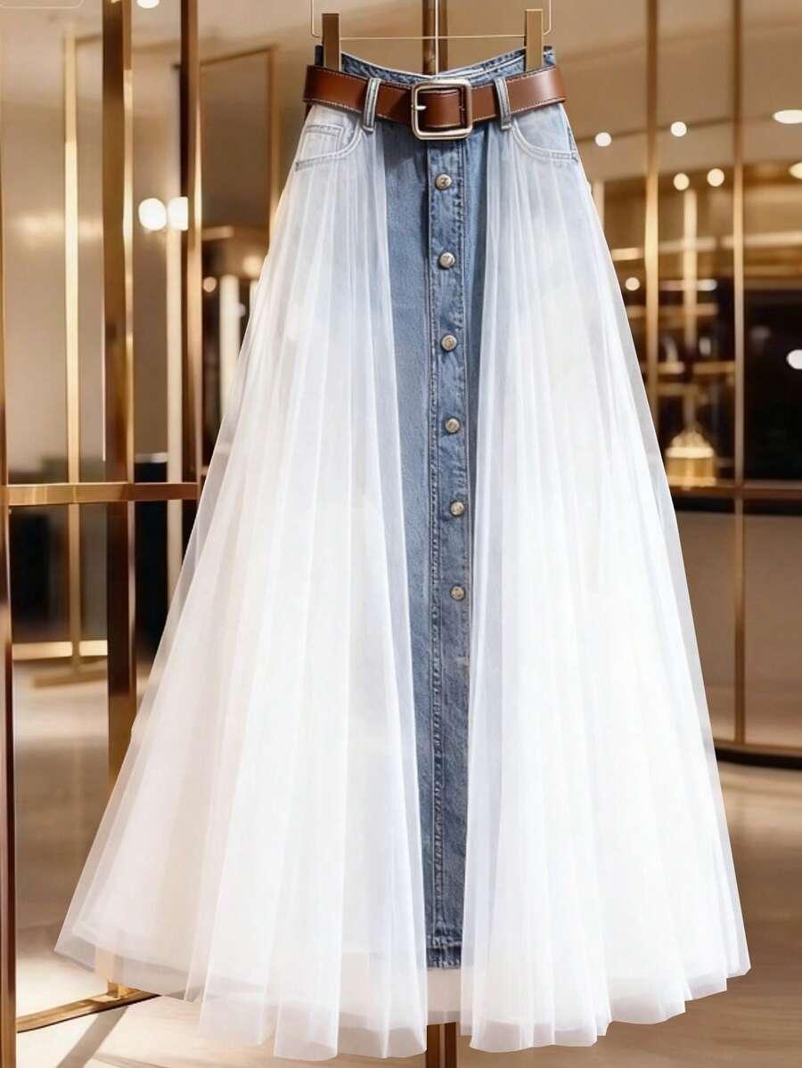 spódnica maxi tiul jeans