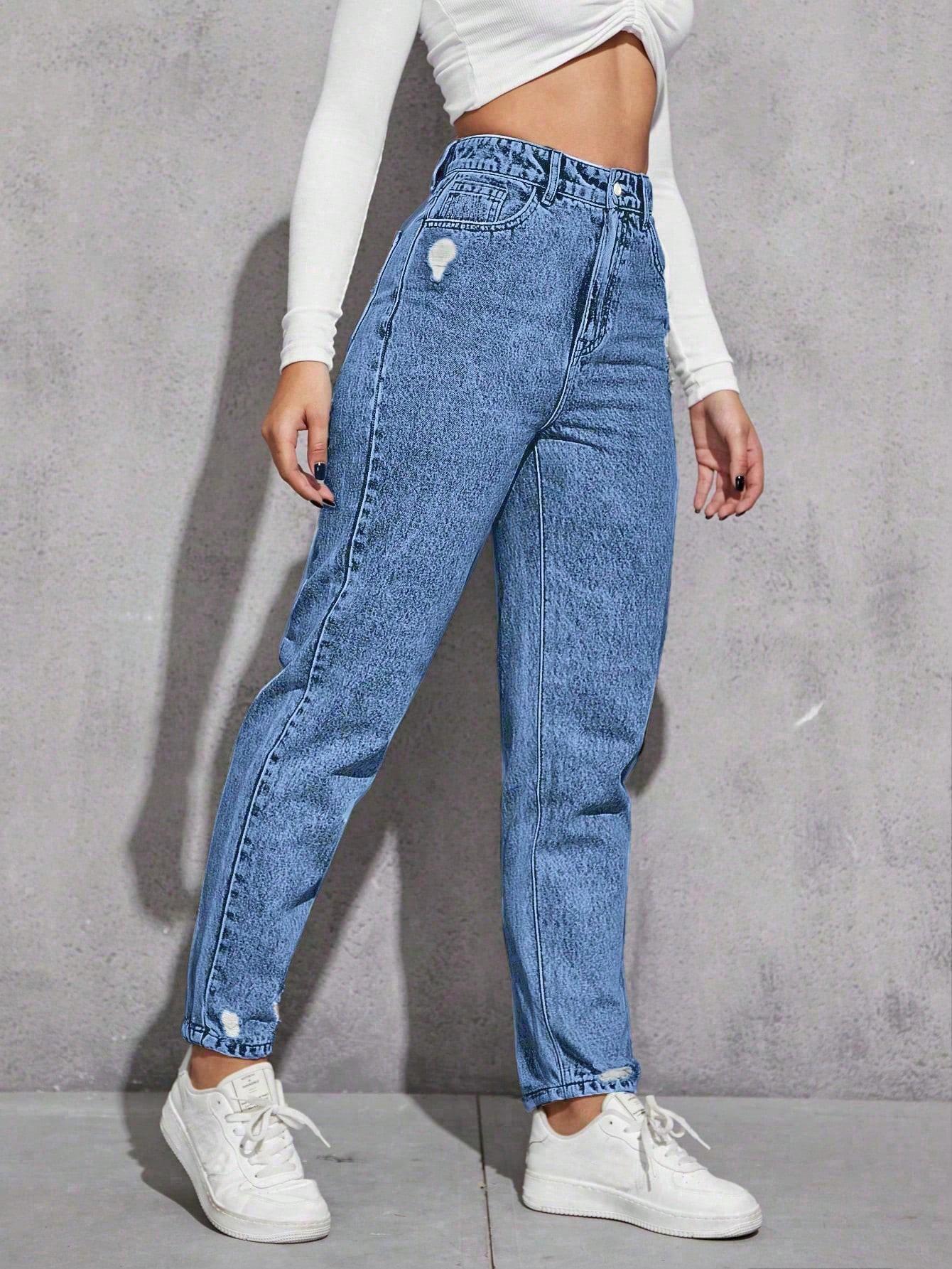 NIEBIESKIE SPODNIE JEANS PRZETARCIA 