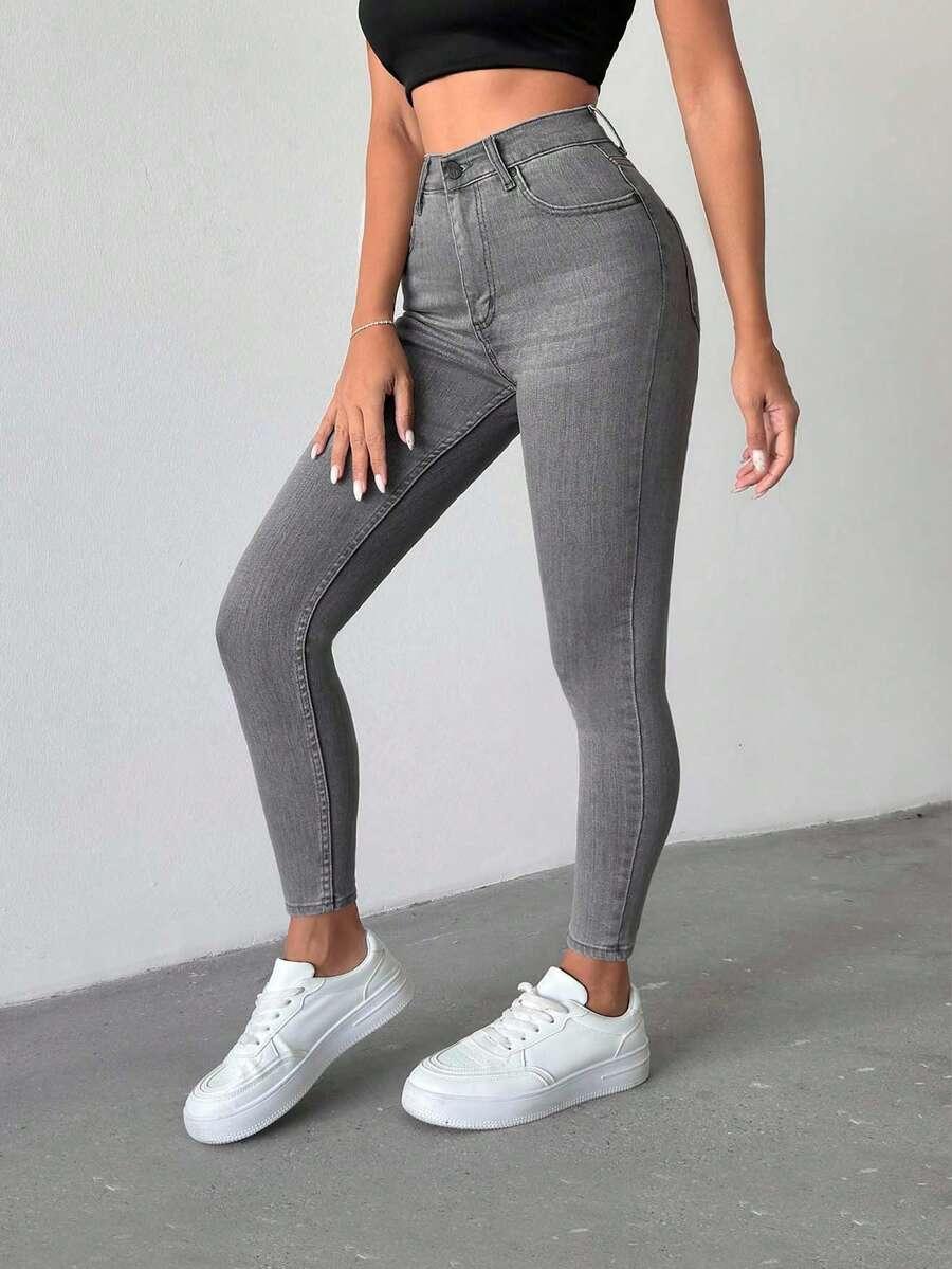 SZARE SPODNIE JEANS