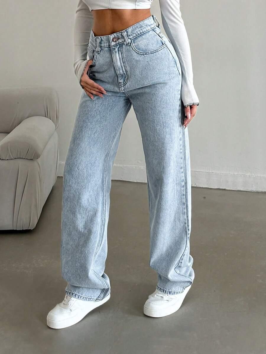 NIEBIESKIE SPODNIE JEANS WYSOKI STAN