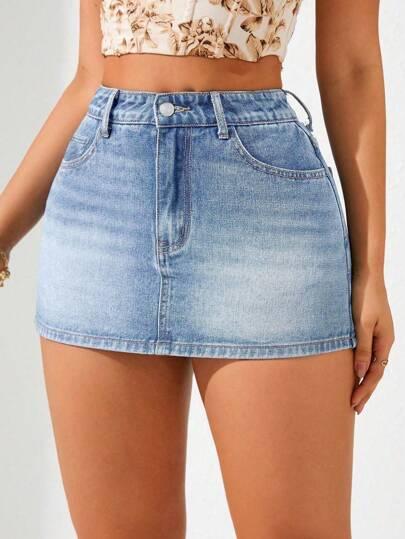 NIEBIESKIE SPÓDNICO-SPODENKI JEANS 