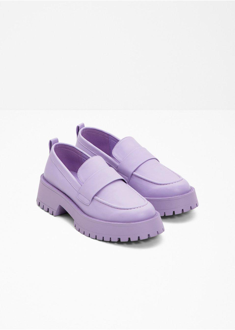 PÓŁBUTY LOAFERSY FIOLETOWE