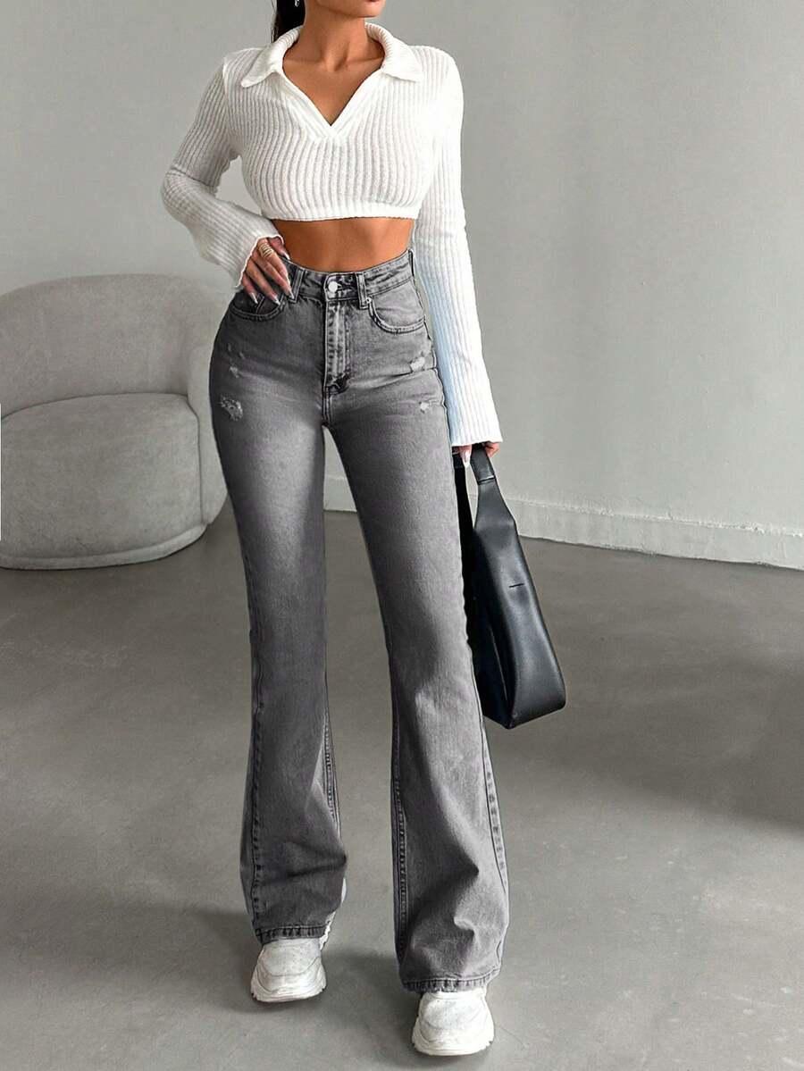 SZARE SPODNIE JEANS 