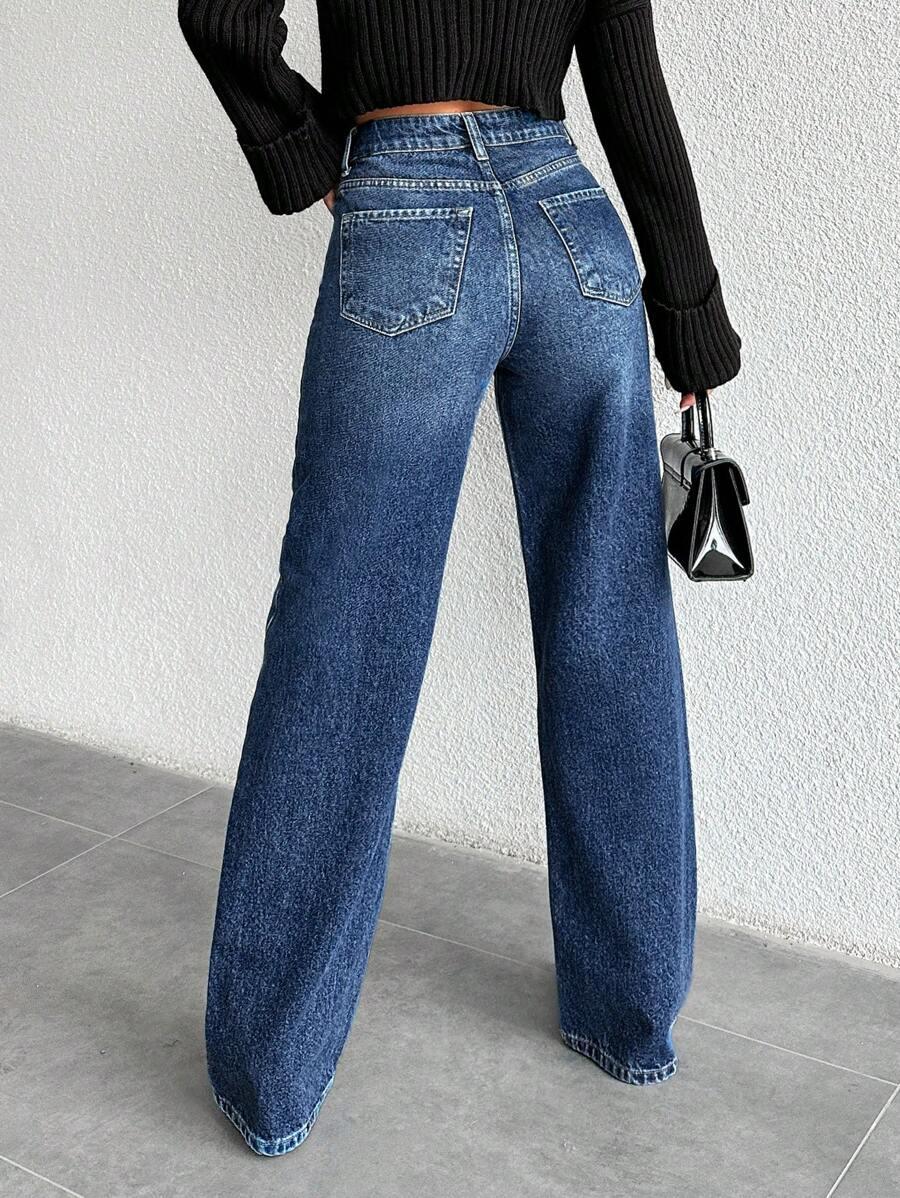 GRANATOWE SPODNIE JEANS 
