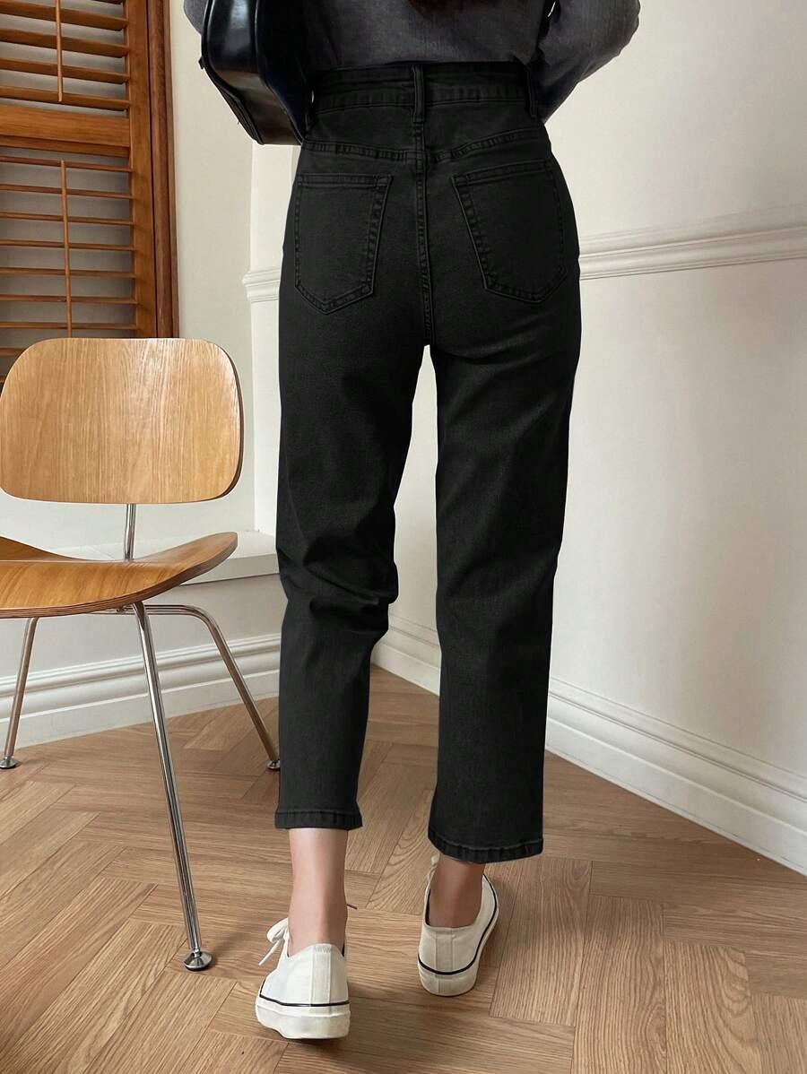 CZARNE SPODNIE JEANS WYSOKI STAN 